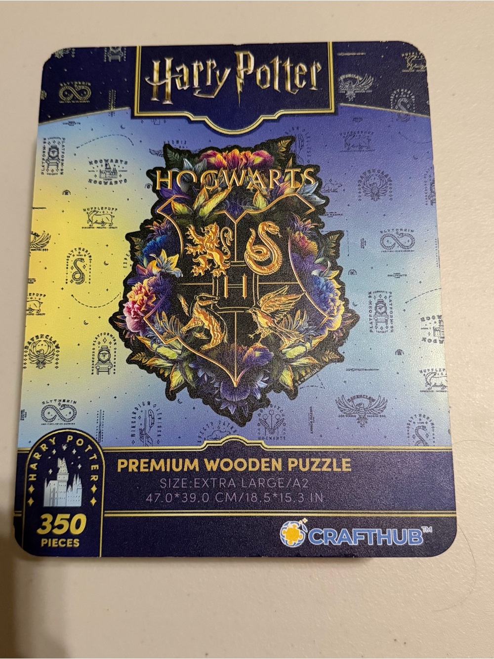 Warner Bros. Harry Potter Hogwarts Crest Wooden Puzzle - Blue/Gold